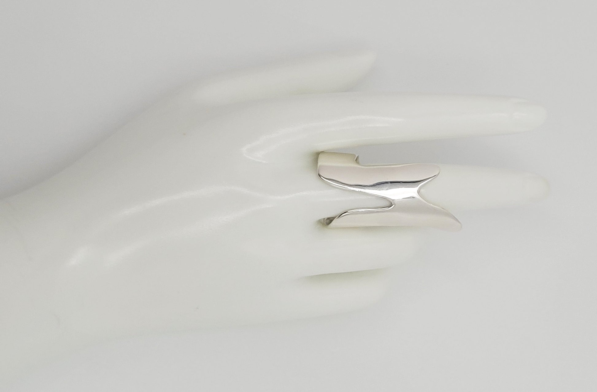 Abstract Artisan Sterling Ring Jewelry Artisan Made Vintage Sterling Silver Huge Abstract Modernist Half Finger Ring