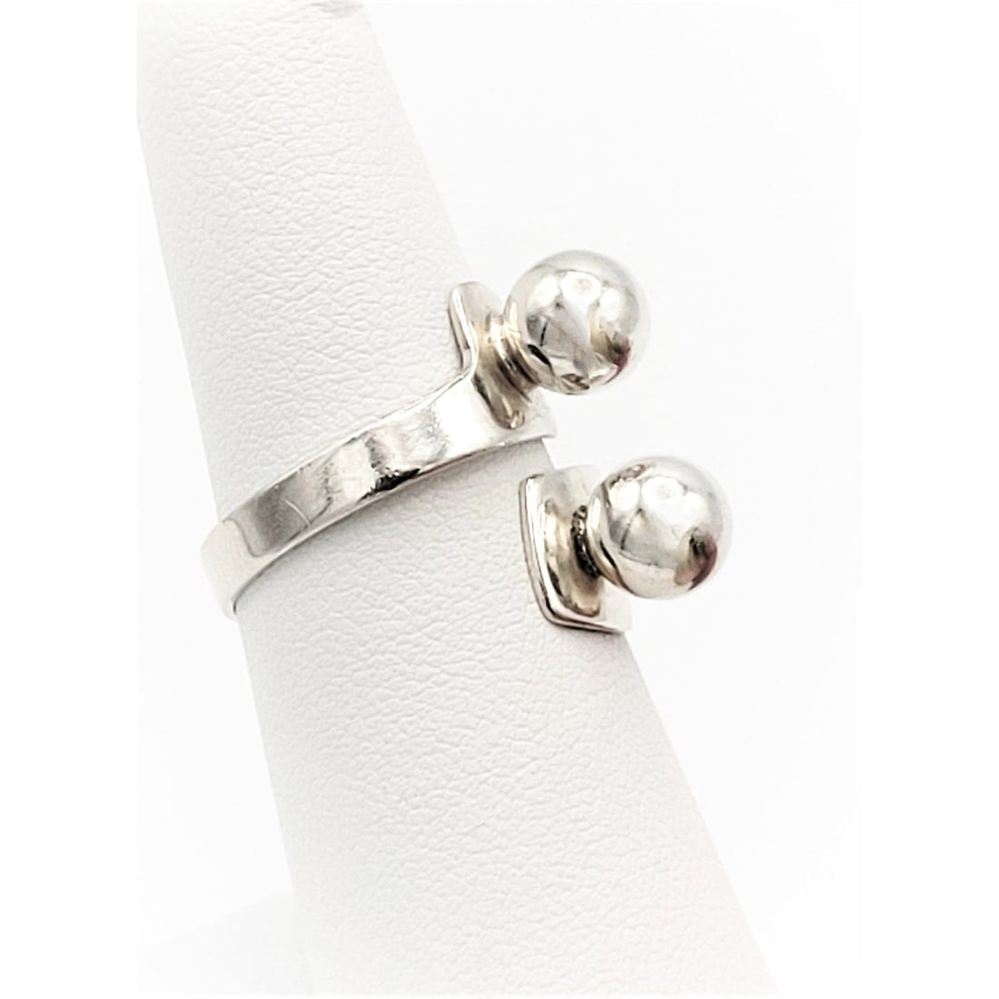 Aksel Holmsen Jewelry Aksel Holmsen Norway Sterling Modernist Orbs Bypass Cocktail Statement Ring 60s