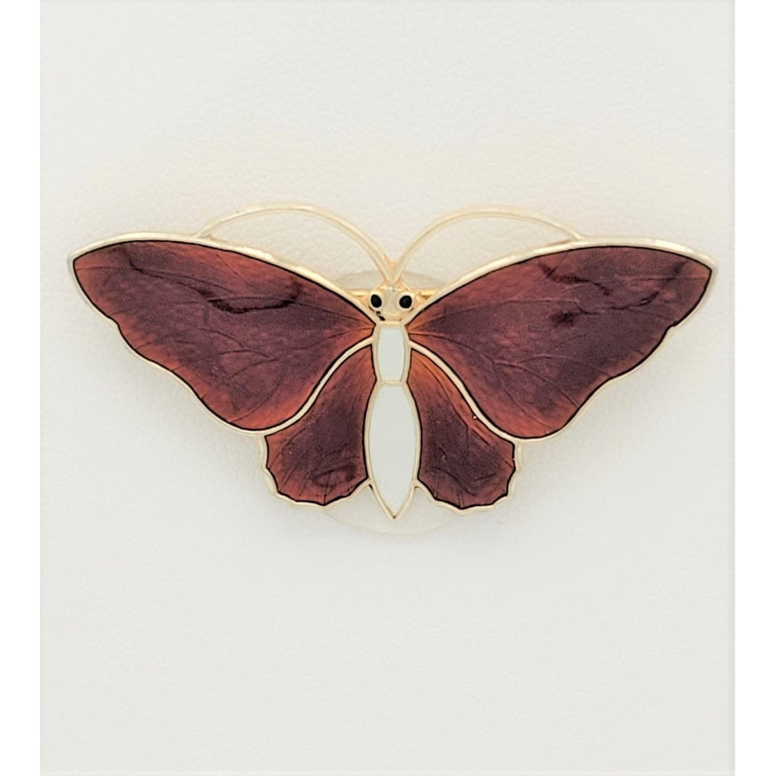 Aksel Holmsen Jewelry VNTG Aksel Holmsen Norway 925 &amp; Red Enamel LARGE Butterfly Converter Brooch