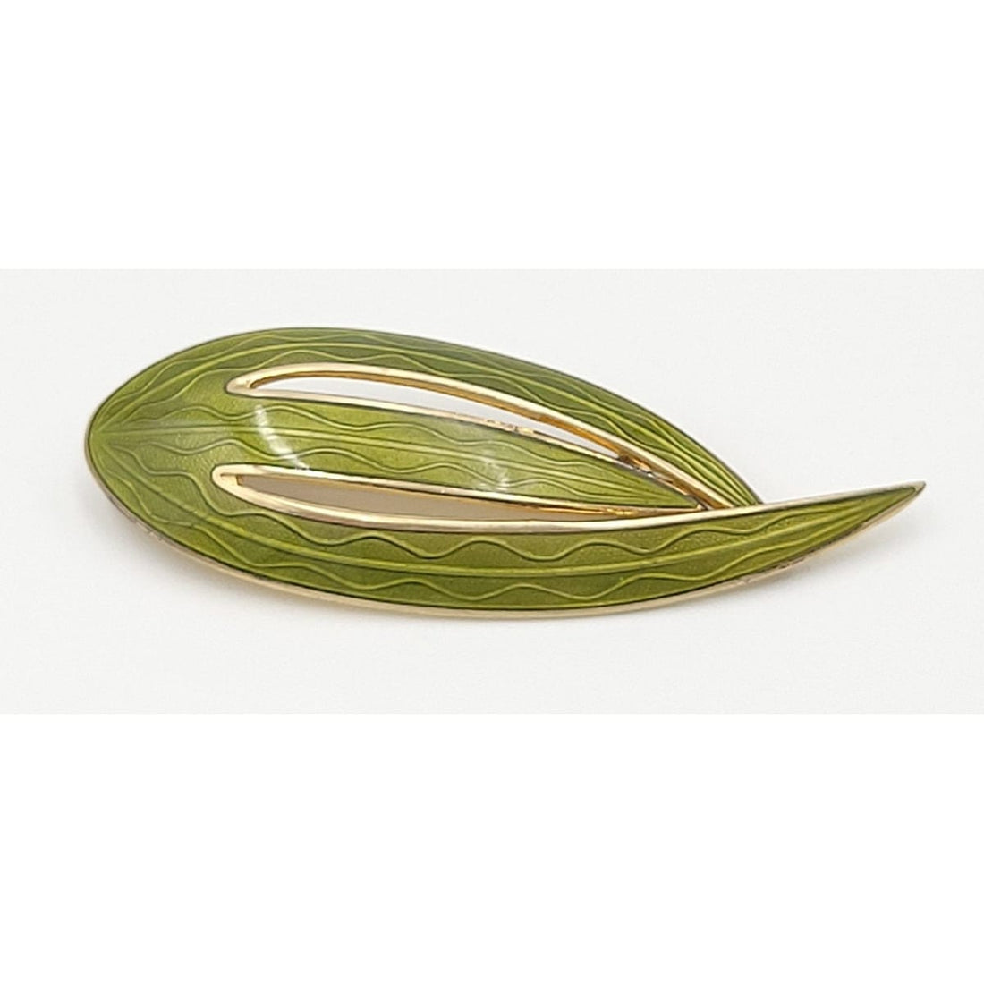 Aksel Holmsen Jewelry VNTG Gilt Sterling &amp; Chartreuse Enamel Retro Atomic LARGE Holmsen Norway Brooch