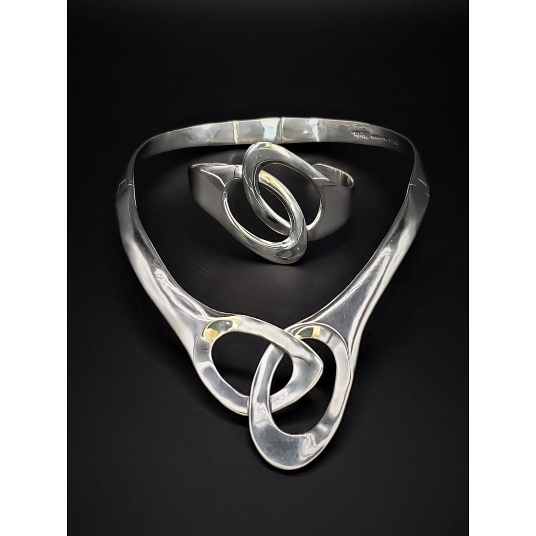 Alicia Taxco Jewelry Fabulous! Vintage Alicia Taxco 925/950S Hinged Statement Necklace Cuff Bracelet Set