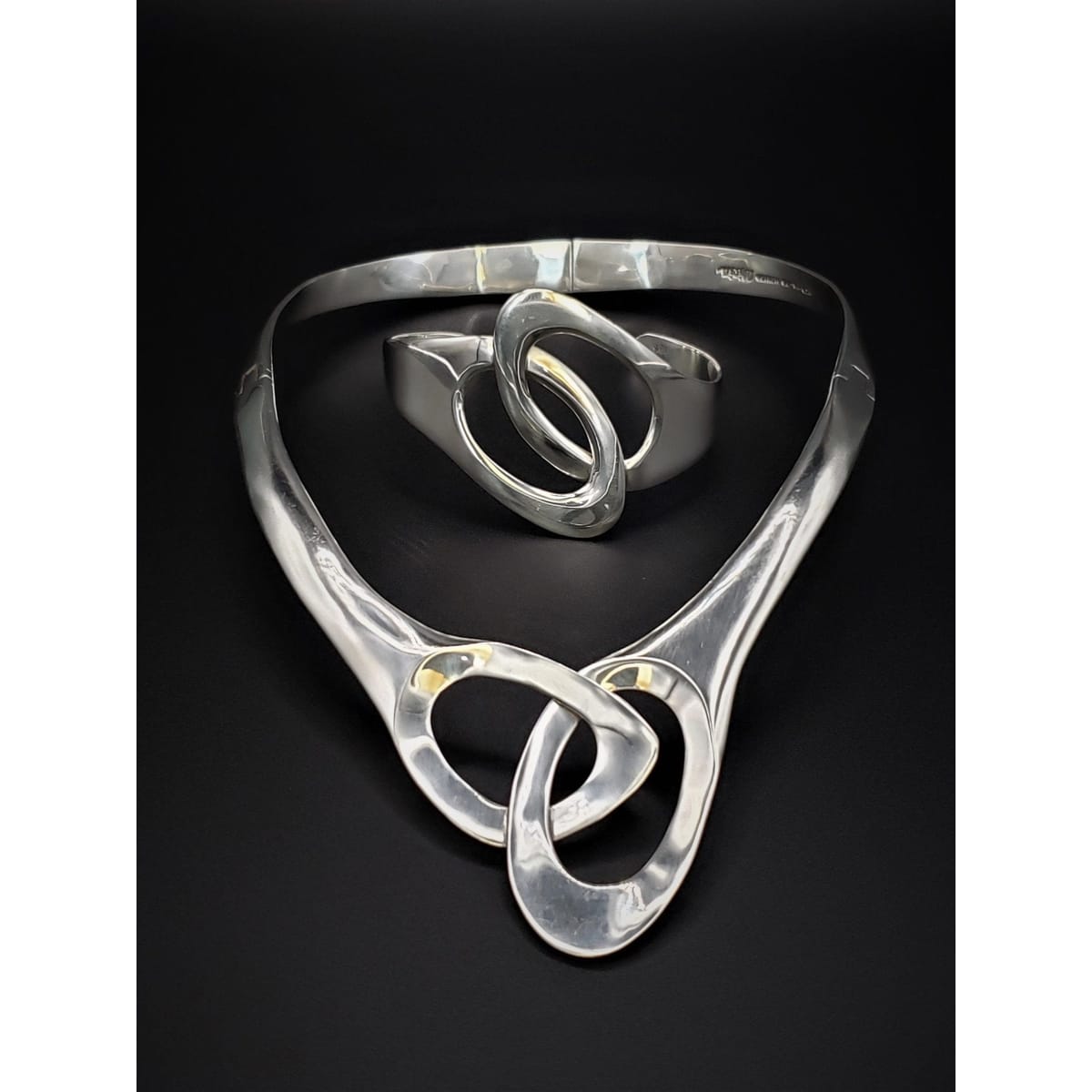 Alicia Taxco Jewelry Fabulous! Vintage Alicia Taxco 925/950S Hinged Statement Necklace Cuff Bracelet Set