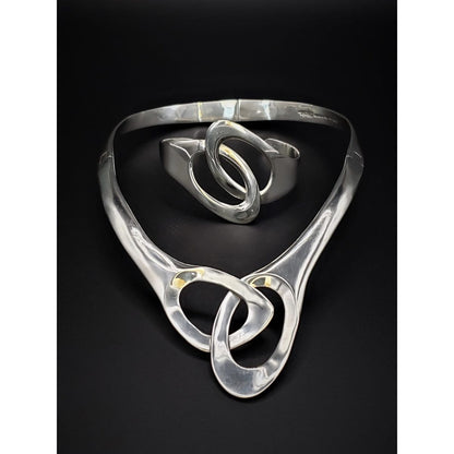 Alicia Taxco Jewelry Fabulous! Vintage Alicia Taxco 925/950S Hinged Statement Necklace Cuff Bracelet Set
