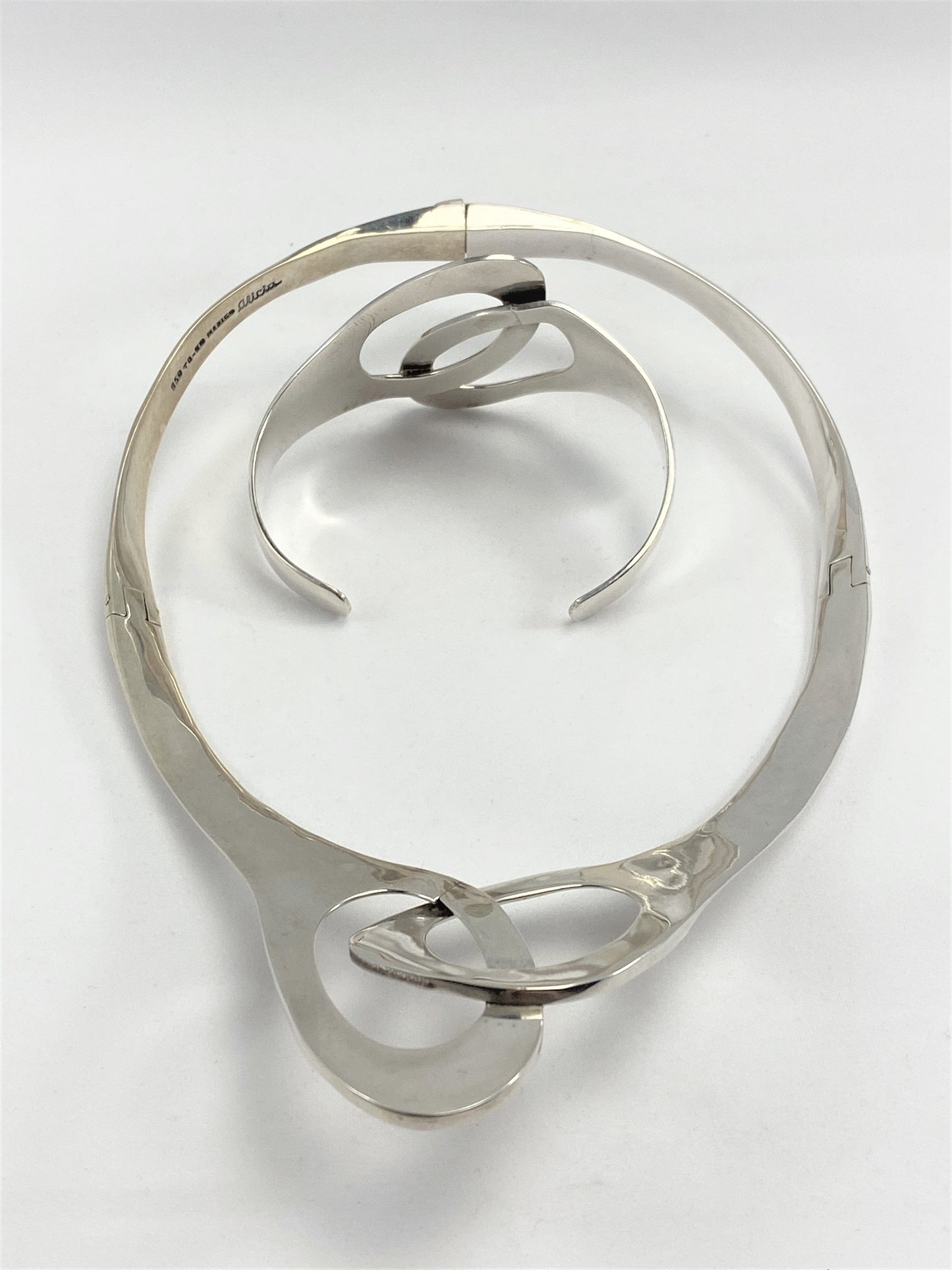 Alicia Taxco Jewelry Superb Alicia Plata Joyeria Taxco Sterling Statement Necklace Cuff Set 1980s