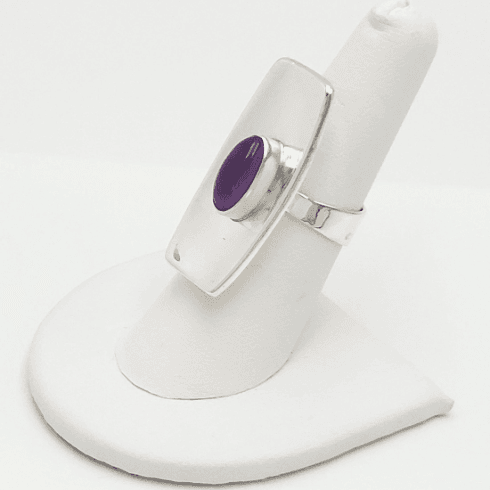 Alton Jewelry RARE Alton Sweden Sterling &amp; Amethyst Modernist Bold Cocktail Ring 1960s