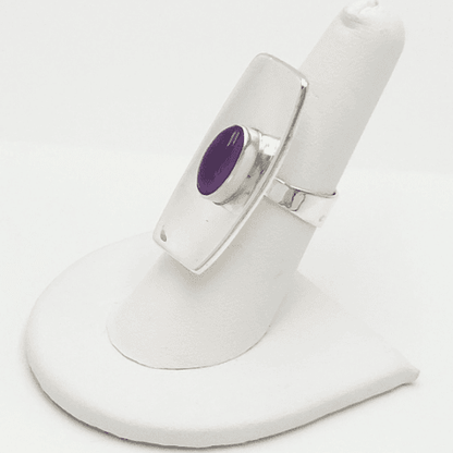 Alton Jewelry RARE Alton Sweden Sterling &amp; Amethyst Modernist Bold Cocktail Ring 1960s