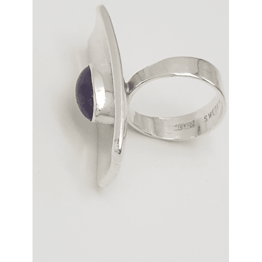 Alton Jewelry RARE Alton Sweden Sterling &amp; Amethyst Modernist Bold Cocktail Ring 1960s