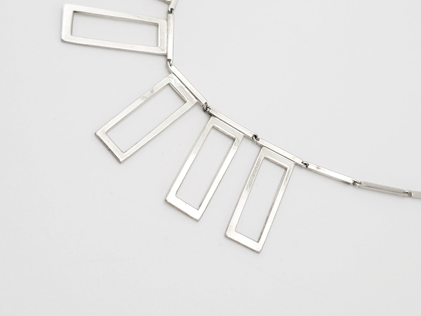 Alton Sweden Jewelry Alton Sweden Abstract Modernist Sterling Rectangular Fringe Necklace 1960s