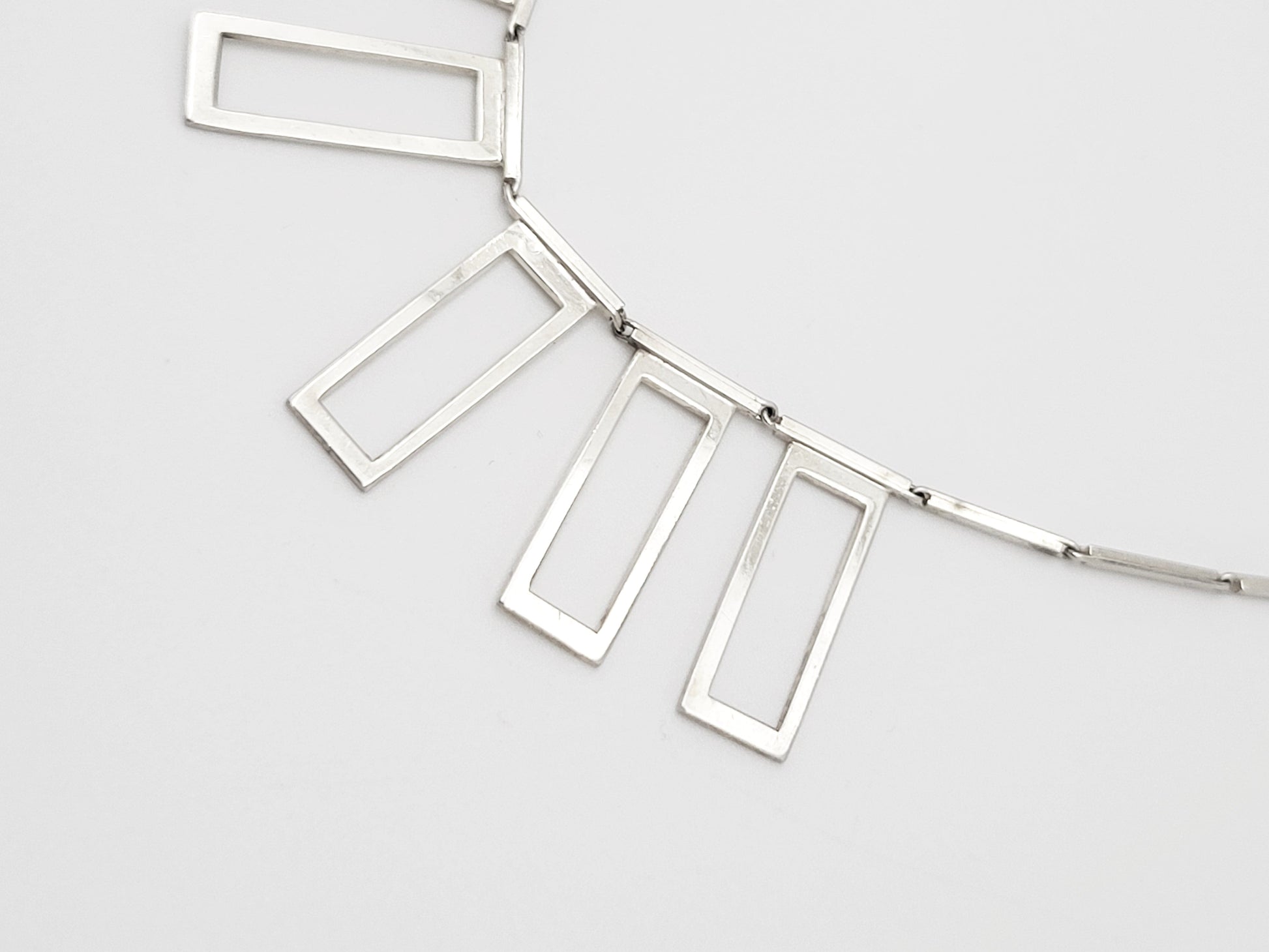 Alton Sweden Jewelry Alton Sweden Abstract Modernist Sterling Rectangular Fringe Necklace 1960s
