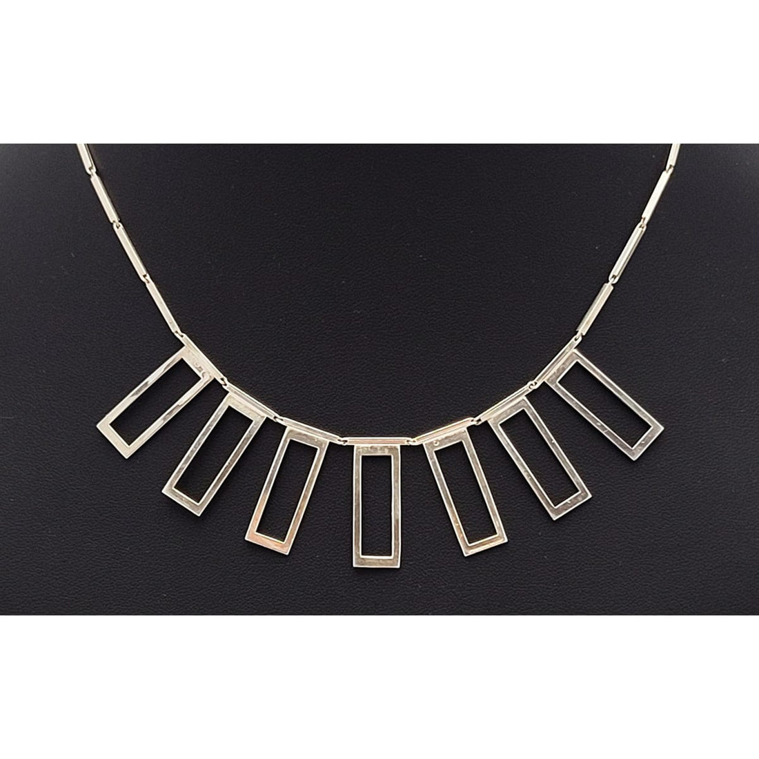 Alton Sweden Jewelry Alton Sweden Abstract Modernist Sterling Rectangular Fringe Necklace 1960s