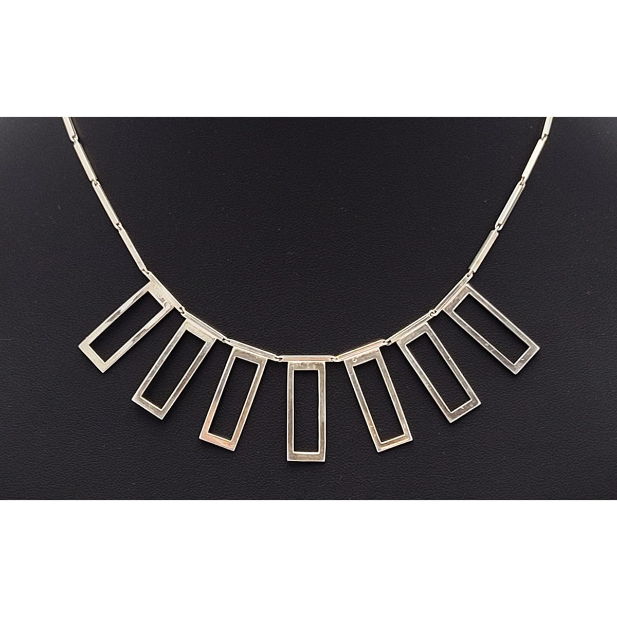 Alton Sweden Jewelry Alton Sweden Abstract Modernist Sterling Rectangular Fringe Necklace 1960s