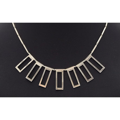 Alton Sweden Jewelry Alton Sweden Abstract Modernist Sterling Rectangular Fringe Necklace 1960s