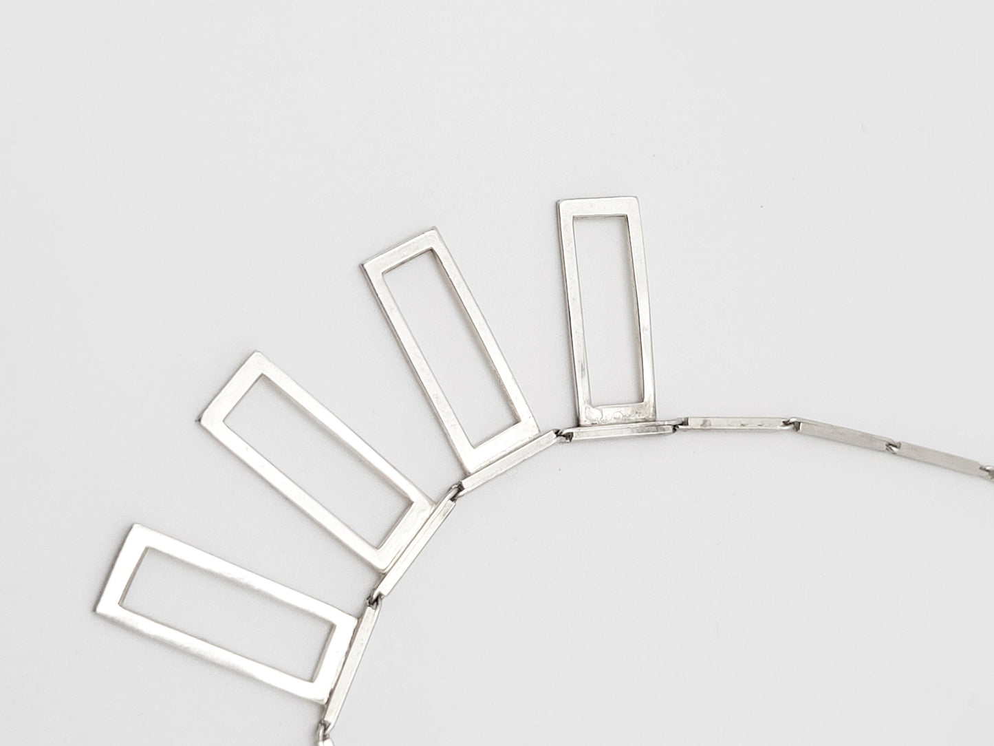 Alton Sweden Jewelry Alton Sweden Abstract Modernist Sterling Rectangular Fringe Necklace 1960s