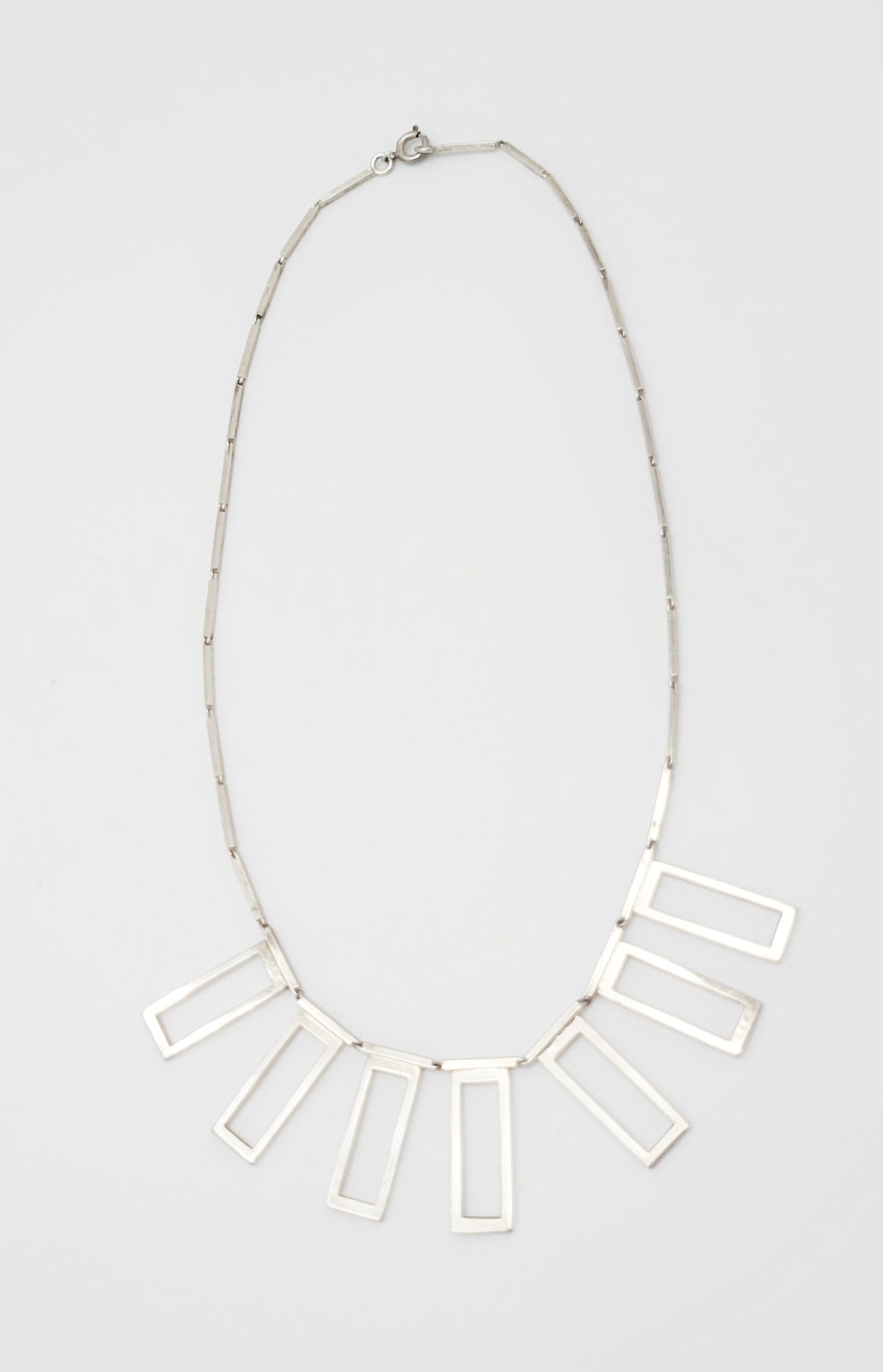Alton Sweden Jewelry Alton Sweden Abstract Modernist Sterling Rectangular Fringe Necklace 1960s
