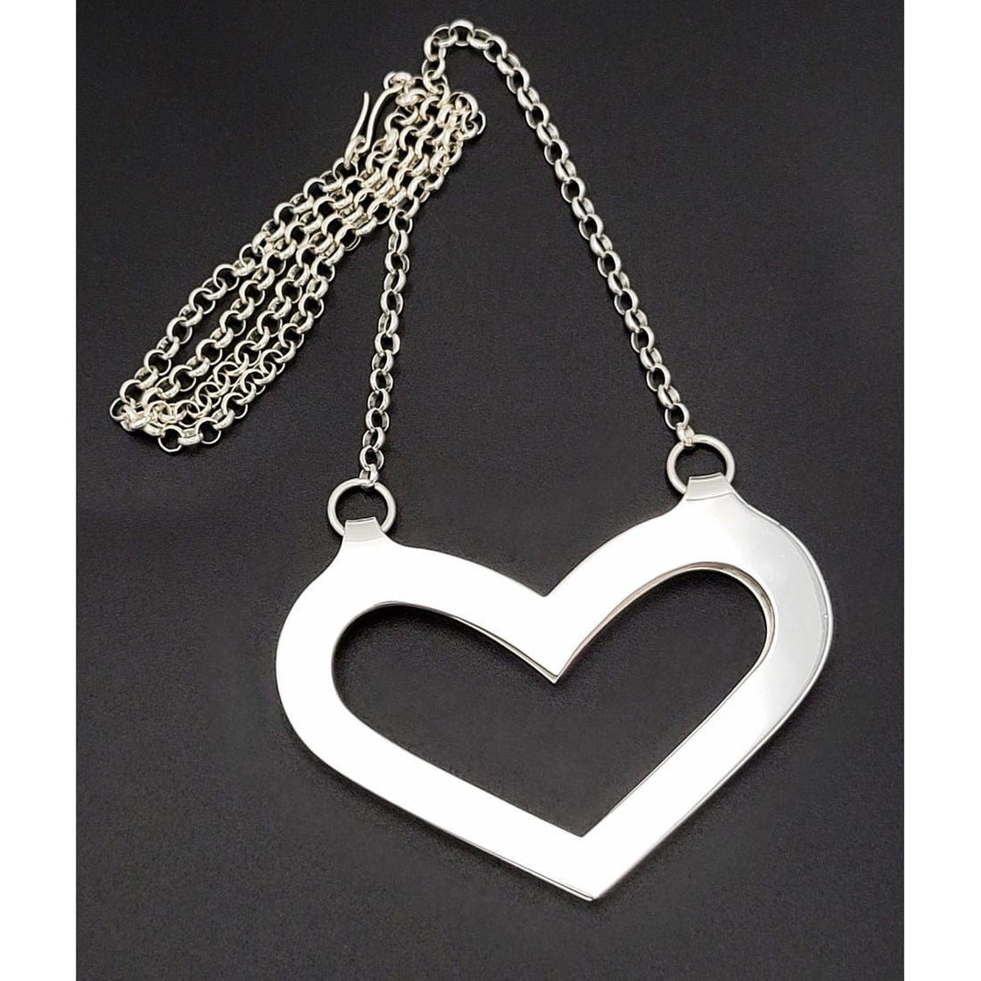 Andreas Mikkelsen Jewelry Rare Danish Mikkelsen Georg Jensen Sterling Massive Heart Necklace 1970s
