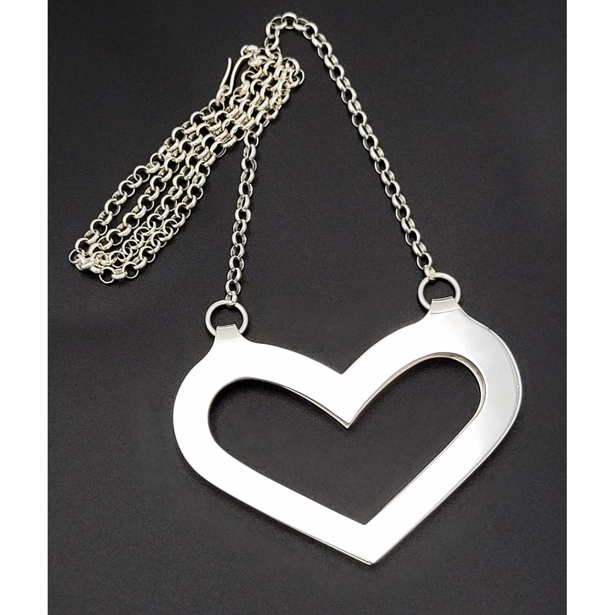 Andreas Mikkelsen Jewelry Rare Danish Mikkelsen Georg Jensen Sterling Massive Heart Necklace 1970s