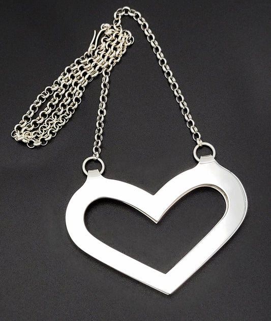 Andreas Mikkelsen Jewelry Rare Danish Mikkelsen Georg Jensen Sterling Massive Heart Necklace 1970s