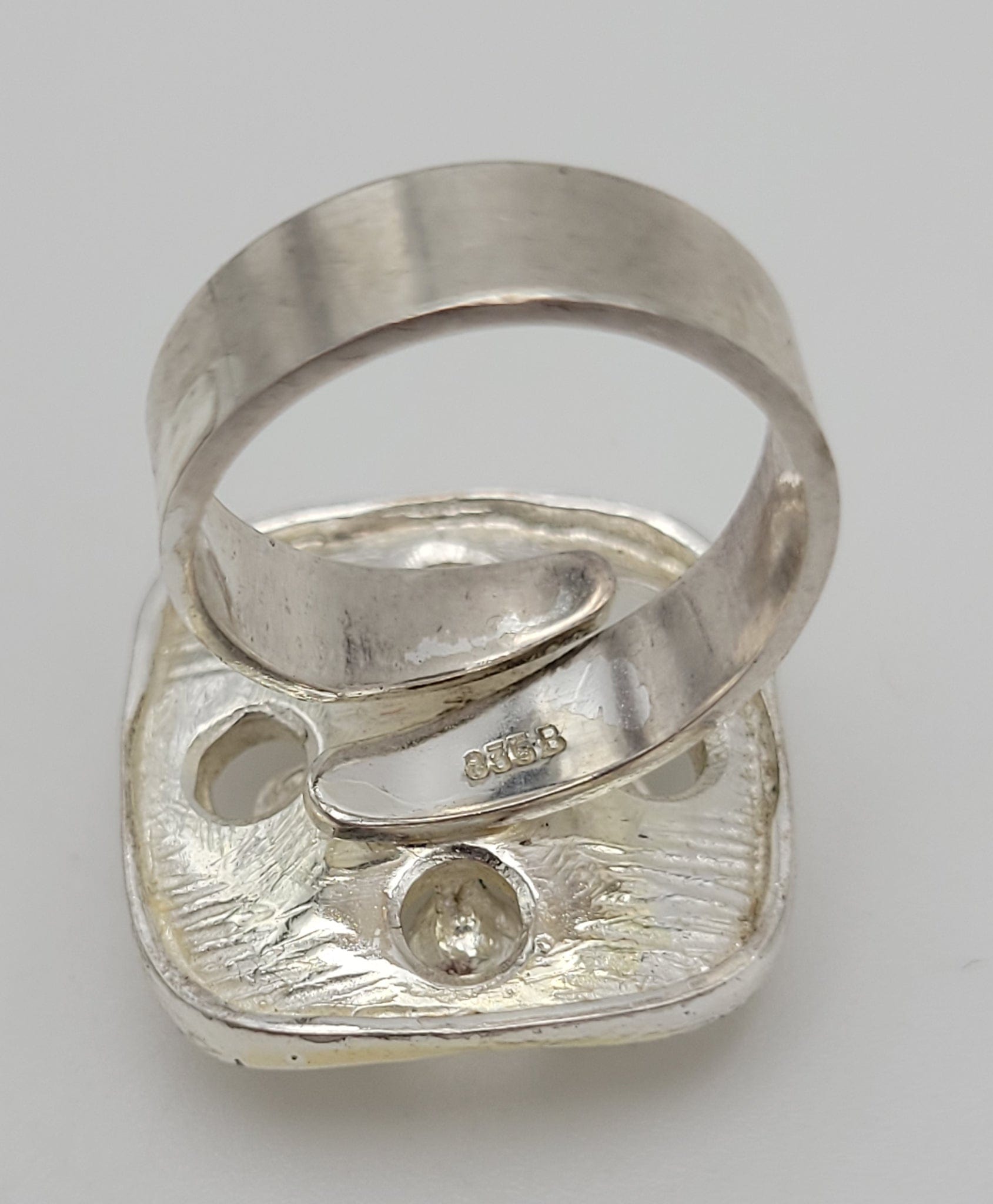 Anette Blichfeldt Breinegaard Jewelry Danish Anette B Breinegaard Modernist Sterling 3D Square Faced Ring 1980s