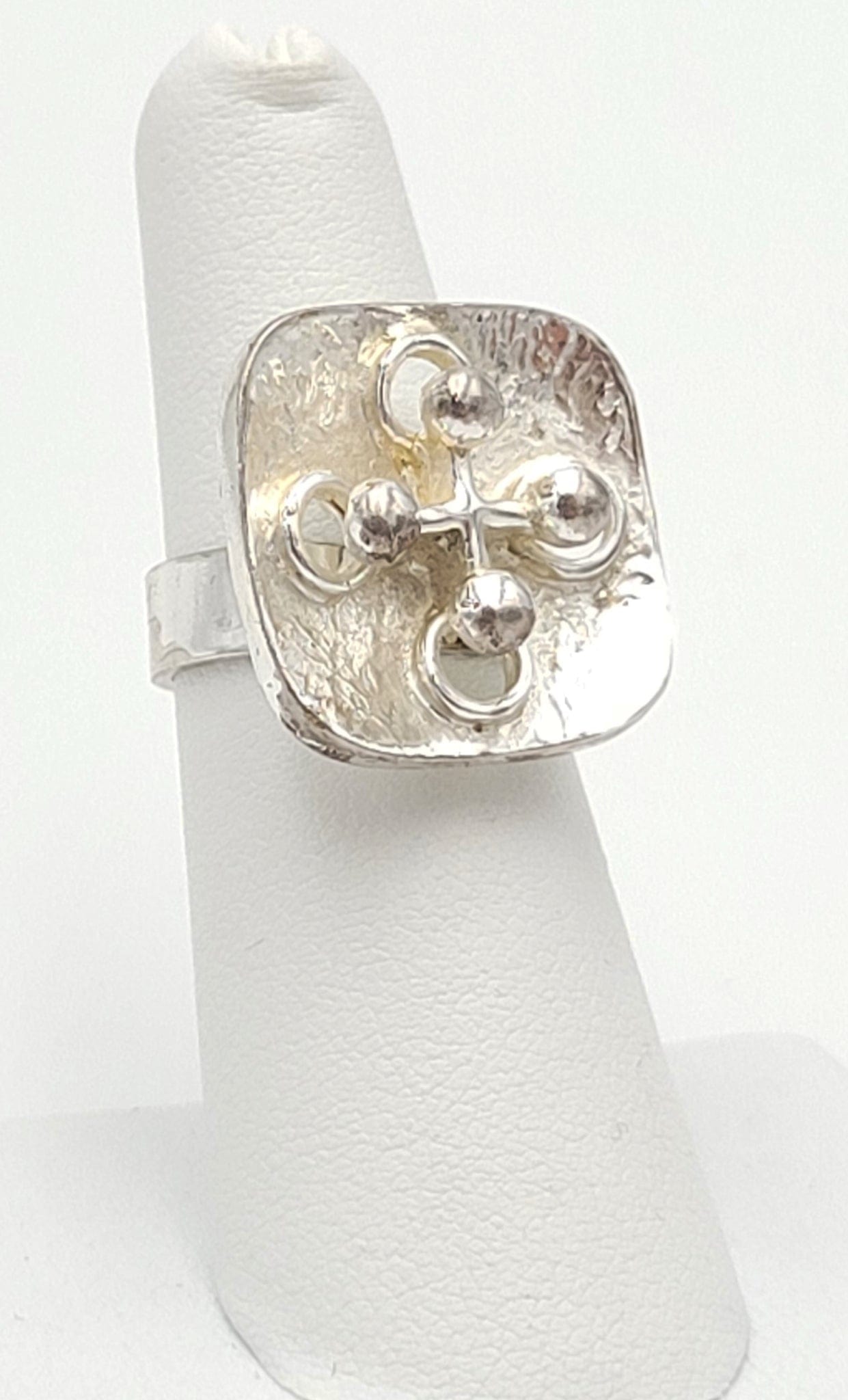 Anette Blichfeldt Breinegaard Jewelry Danish Anette B Breinegaard Modernist Sterling 3D Square Faced Ring 1980s