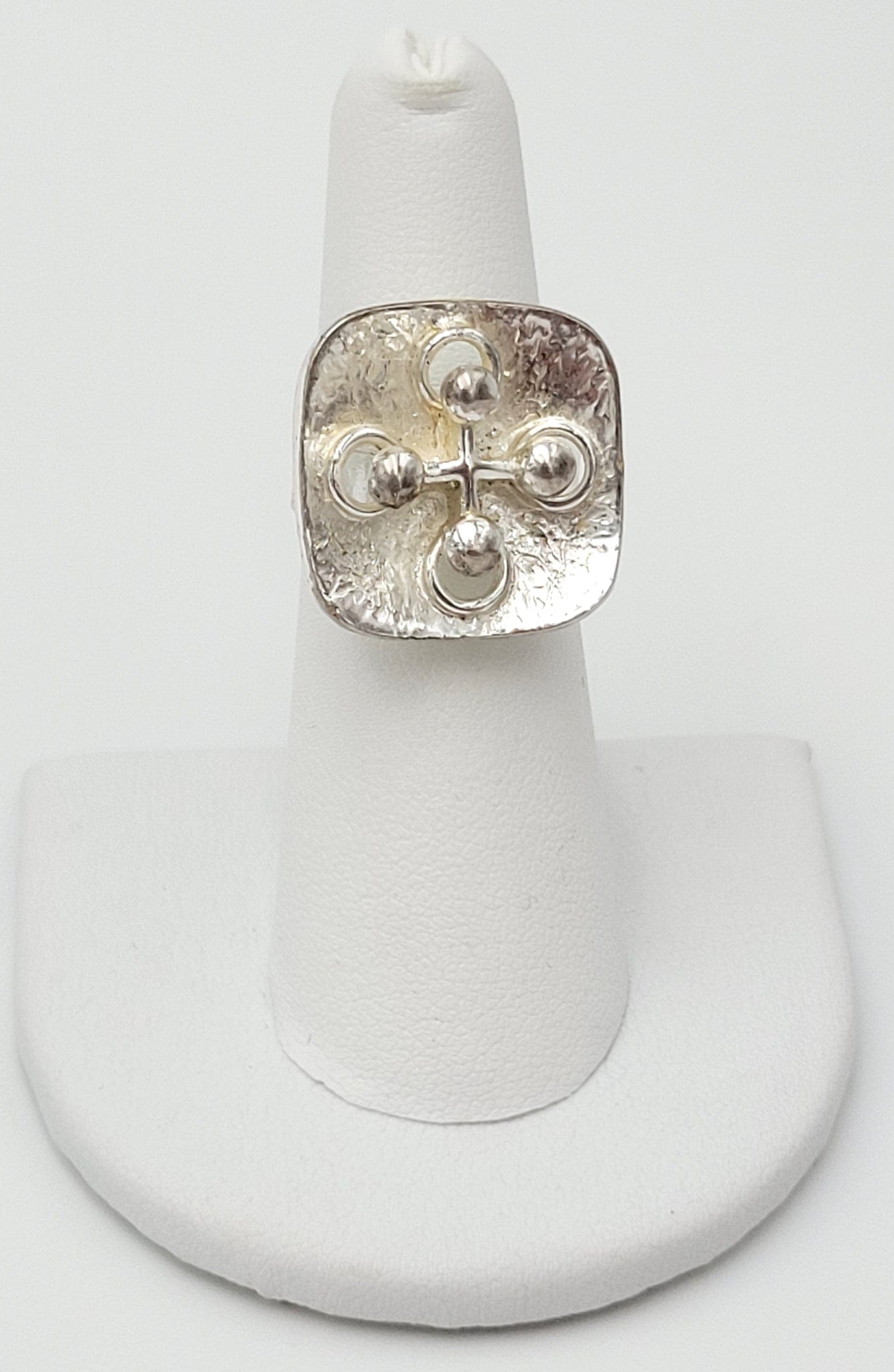 Anette Blichfeldt Breinegaard Jewelry Danish Anette B Breinegaard Modernist Sterling 3D Square Faced Ring 1980s