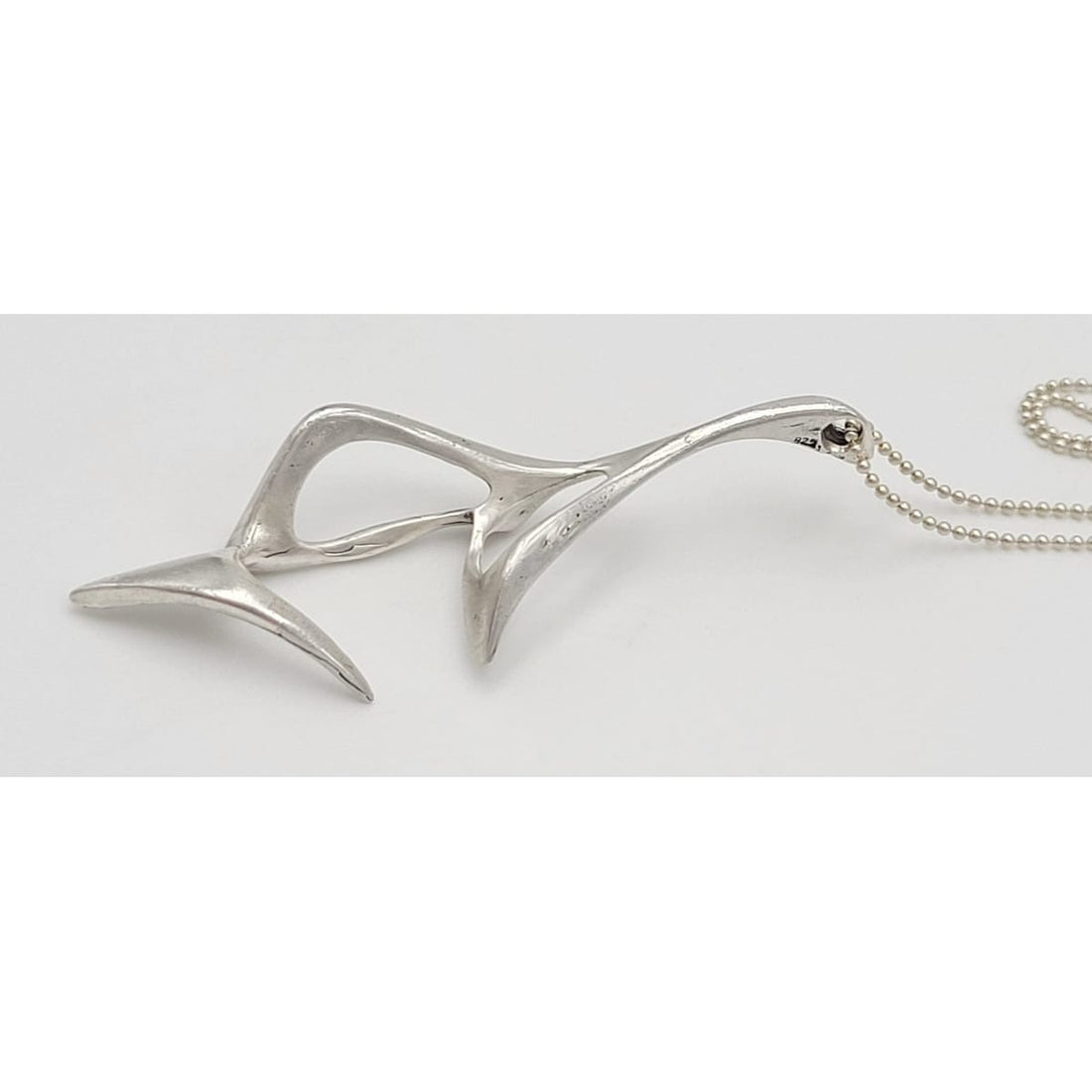 Anitta Rorvig Jewelry Danish Anitta Rorvig Abstract Modernist Long Sterling Pendant Necklace Circa 1970s