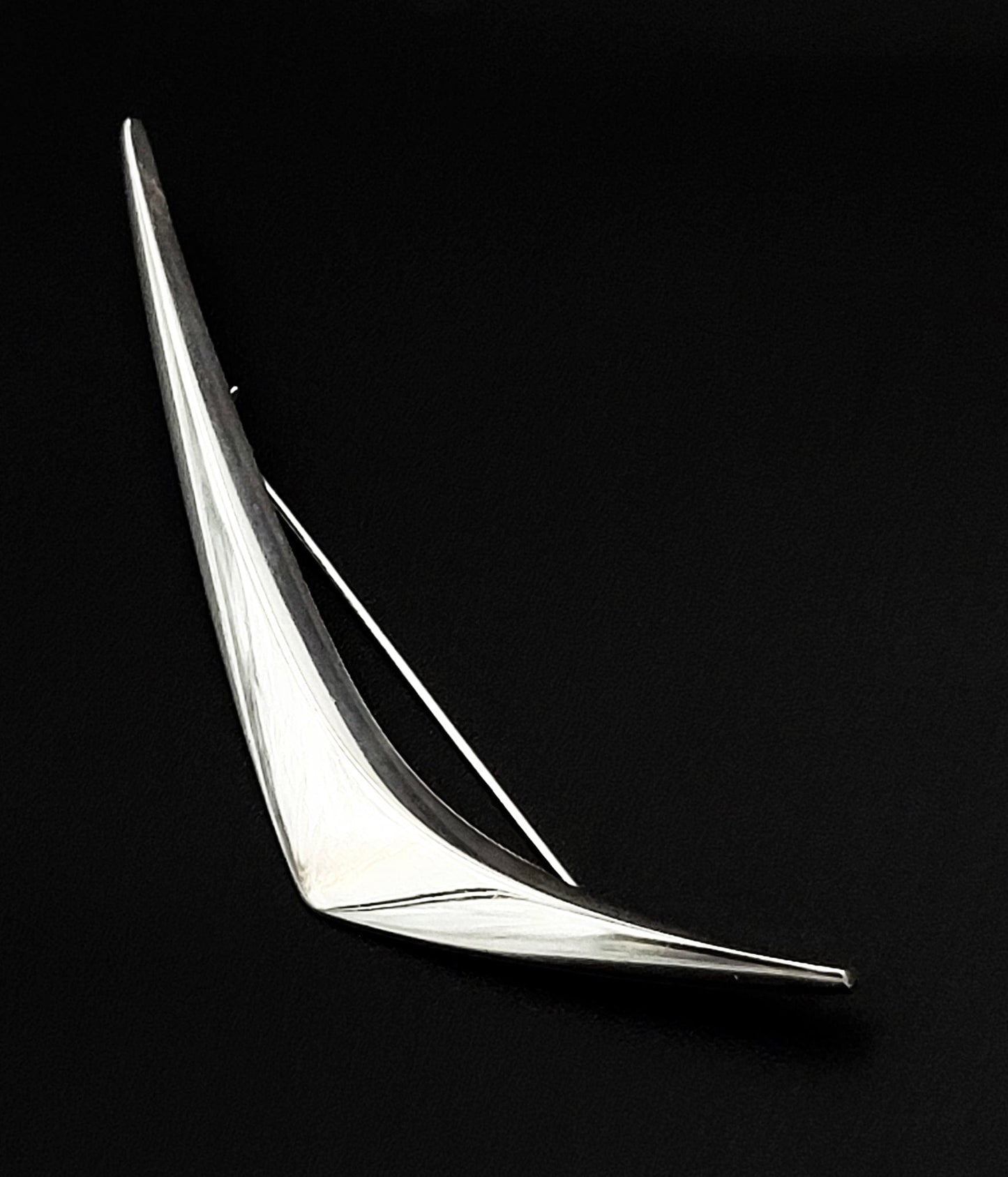 Anton Michelsen Jewelry Danish Designer Eigil Jensen 4 Anton Michelsen XL Sterling Boomerang Brooch '50s