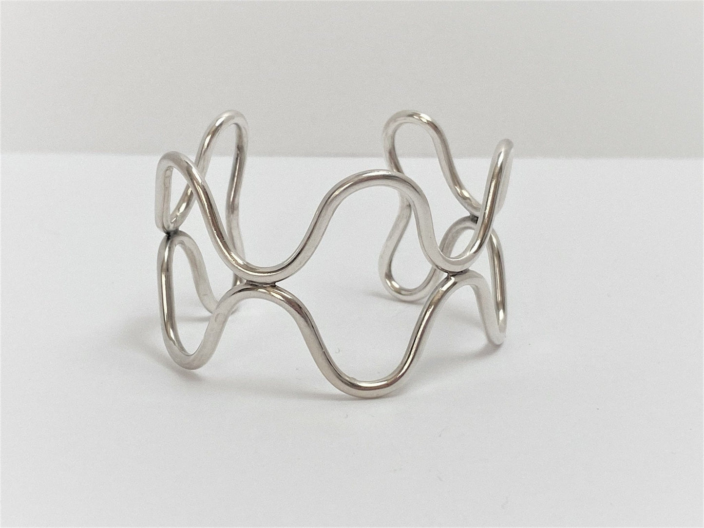 Anton Michelsen Jewelry VNTG Denmark 925SS Anton Michelsen Danmark Modernist Wavy Cuff Bracelet