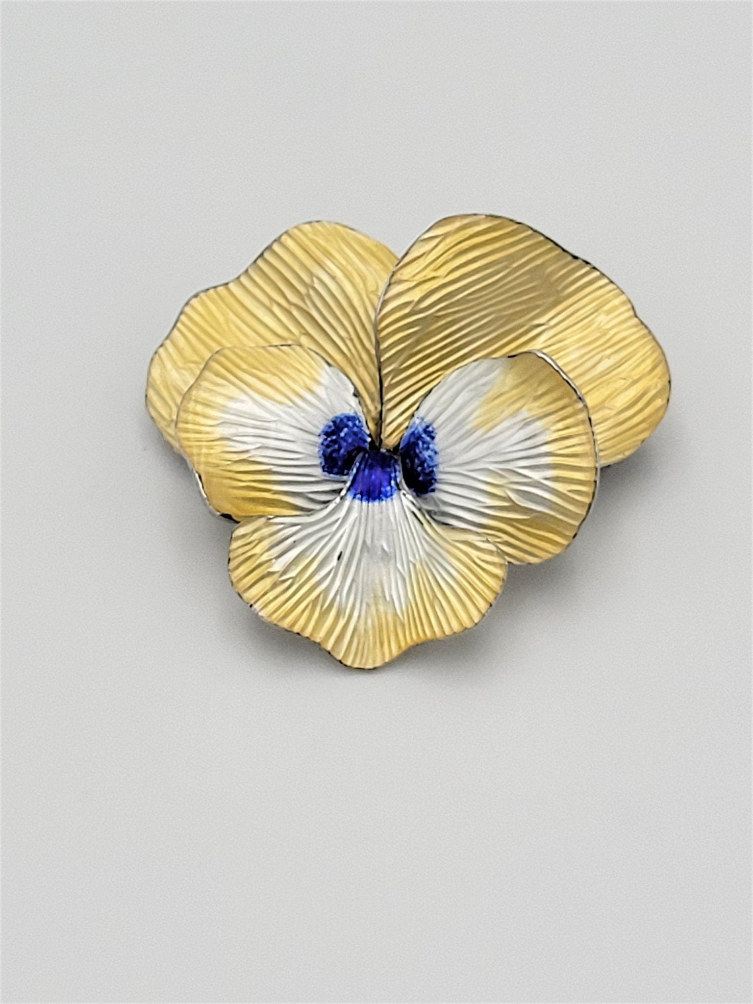 Anton Michelsen Jewelry VTG 925S Eigil Jensen Anton Michelsen Denmark Enamel 3-D Pansy Flower Brooch