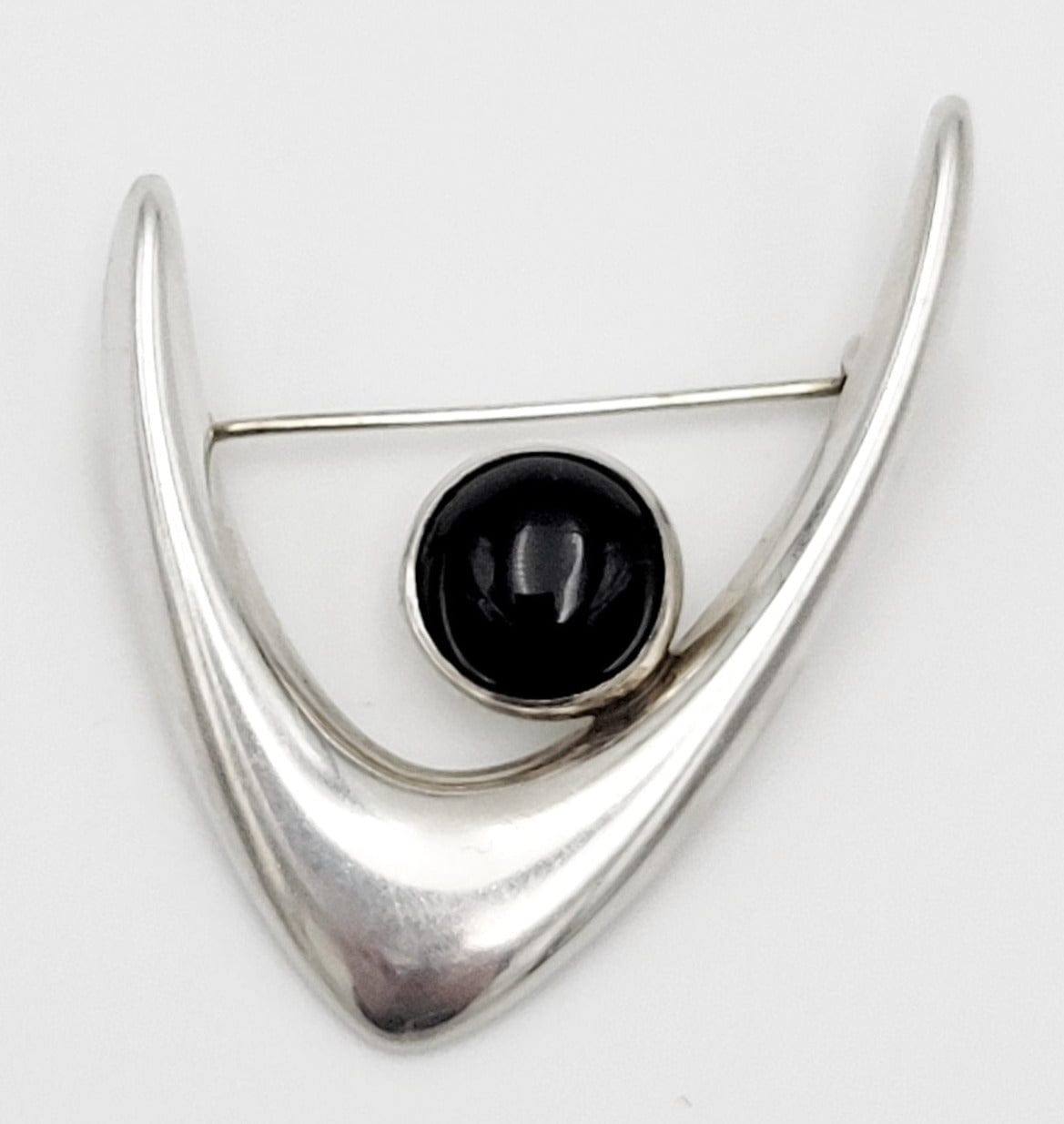 Arne Johansen Jewelry Danish Designer Arne Johansen Retro Modernist Sterling & Onyx Brooch 1950s