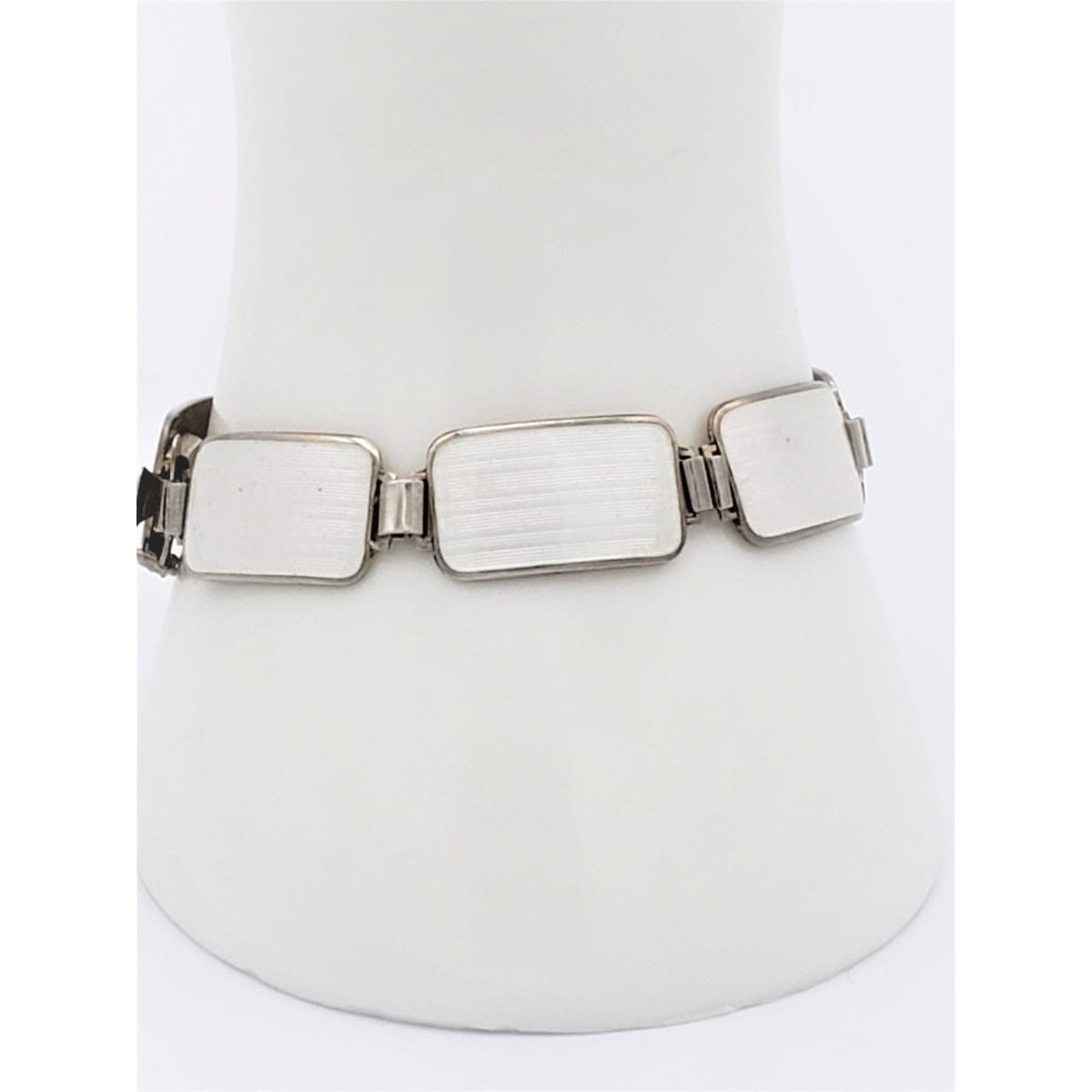 Arne Nordlie Jewelry Vintage Gilt 925 Sterling Ivory Guilloche Enamel Panel Bracelet Arne Nordlie Norway