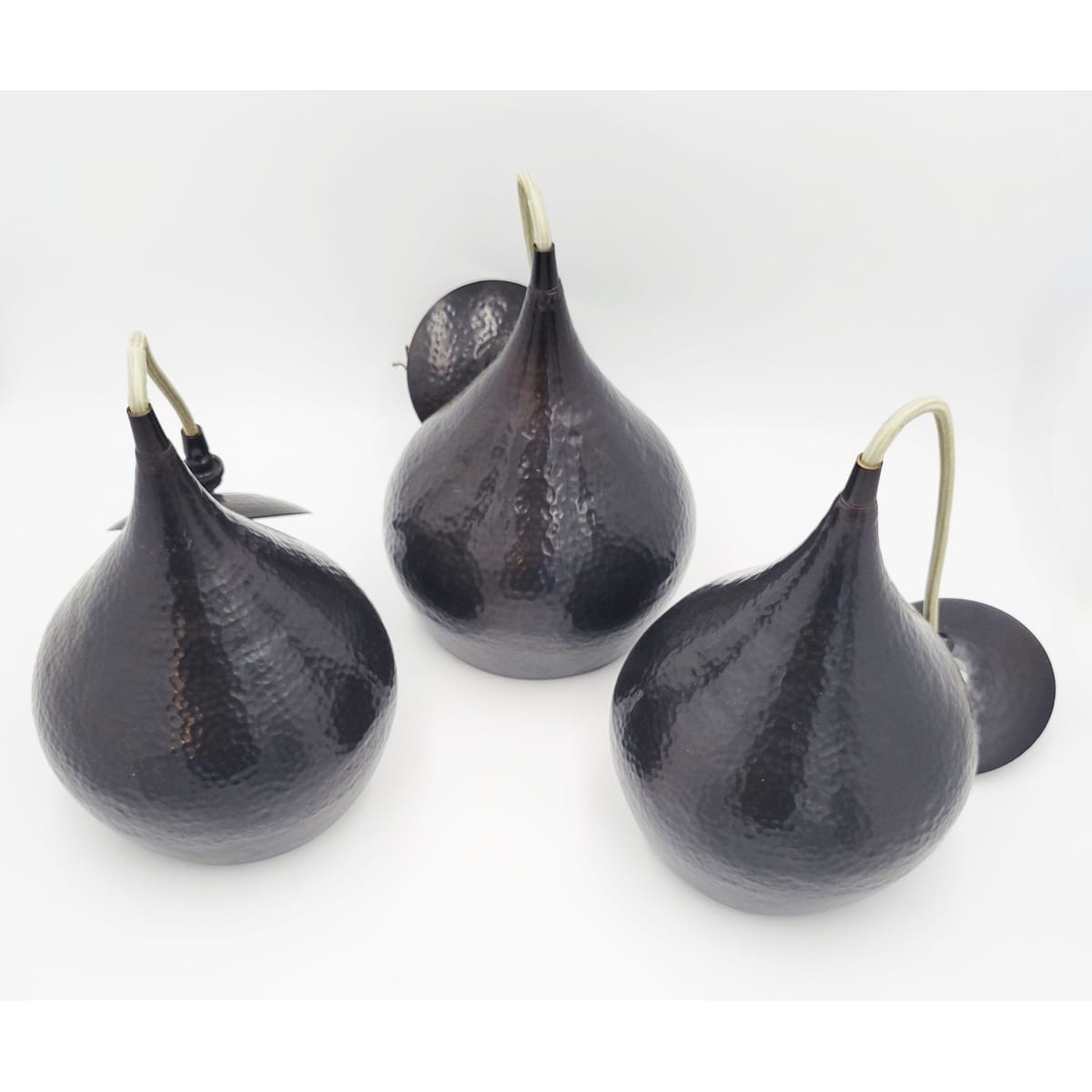 Arteriors Lighting Retired Set/3 Arteriors Home Hammered Bronze &amp; Copper Pendant Lights Mint!