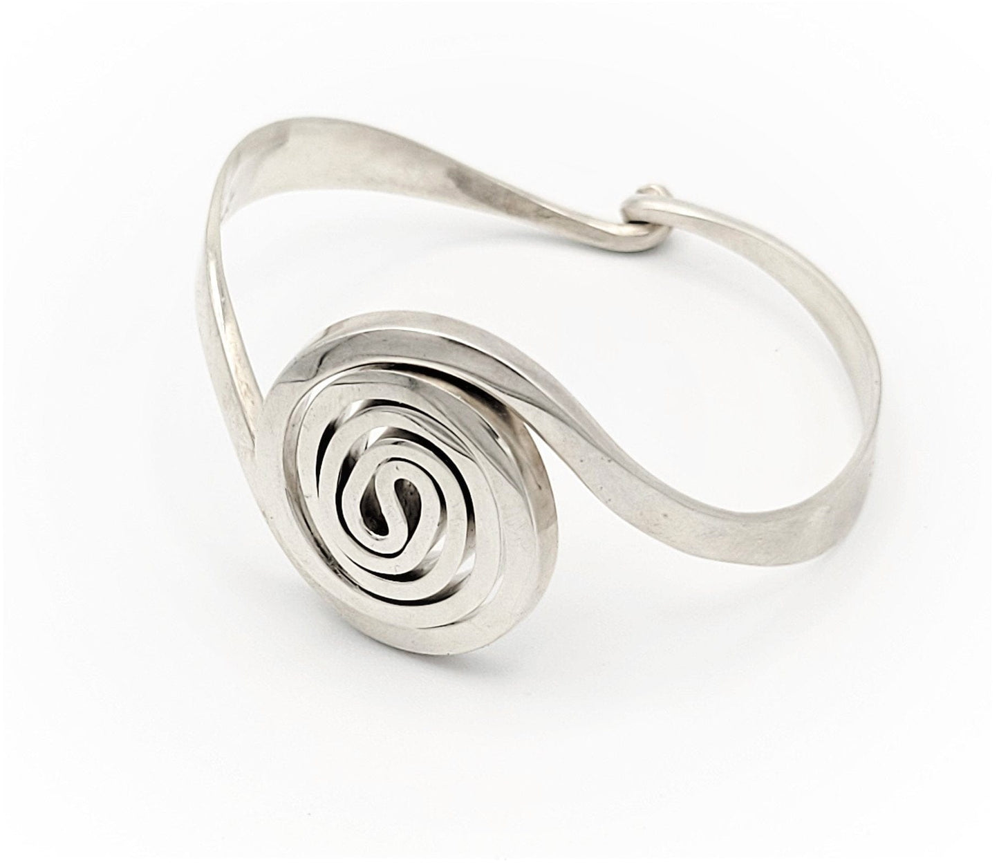 Adrien Moniquet Jewelry Artisan Hand-Signed Sterling Adrien Moniquet France Modernist Swirl Bracelet