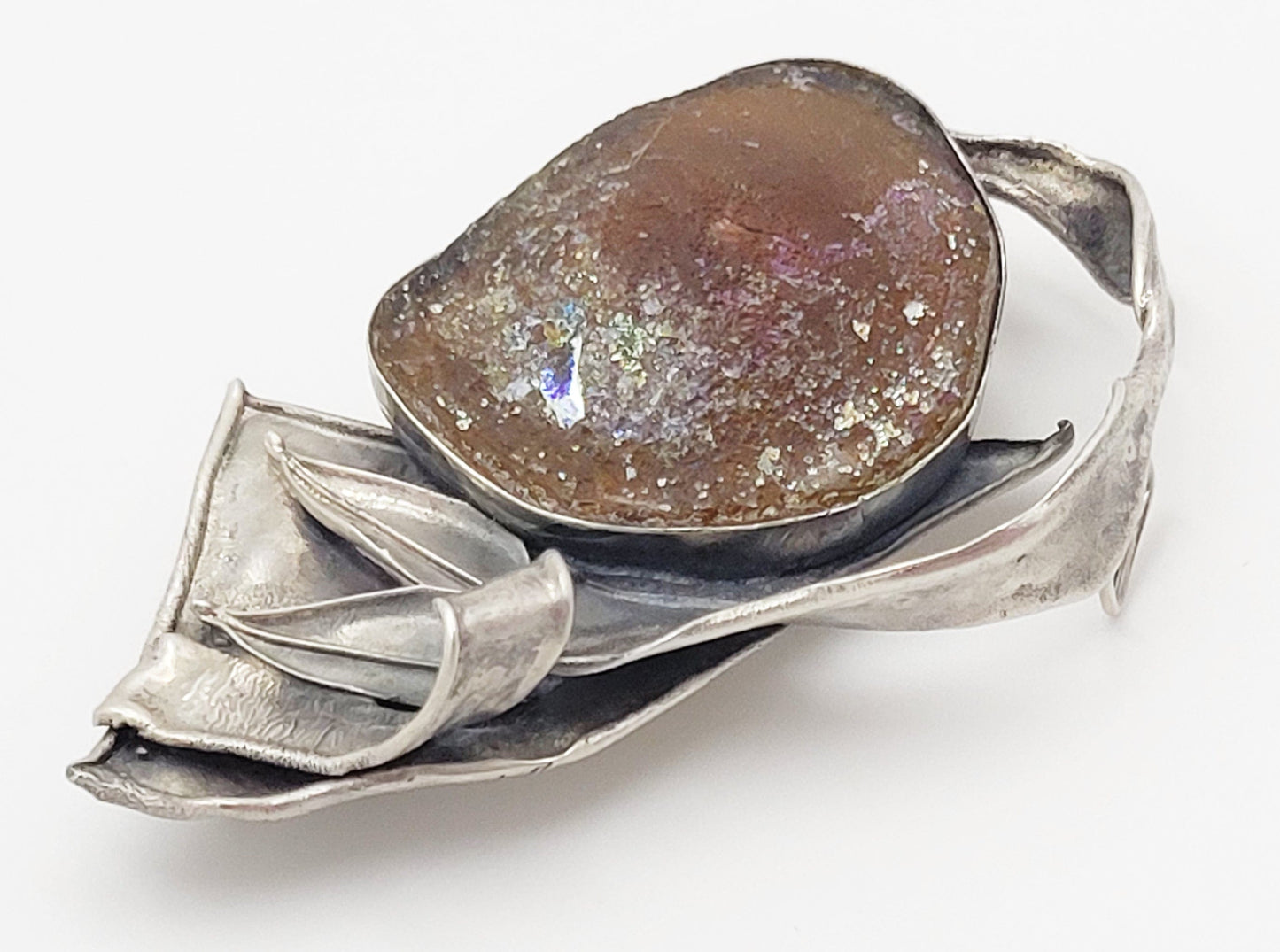 Avi Soffer Jewelry Designer Avi Soffer Sterling & Druzy MASSIVE Pendant Brooch Necklace 1980s