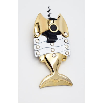 Bacchanal UK Corkscrew Original Bacchanal UK Chrome &amp; Brass Lazy Fish Corkscrew Opener Early 1990s