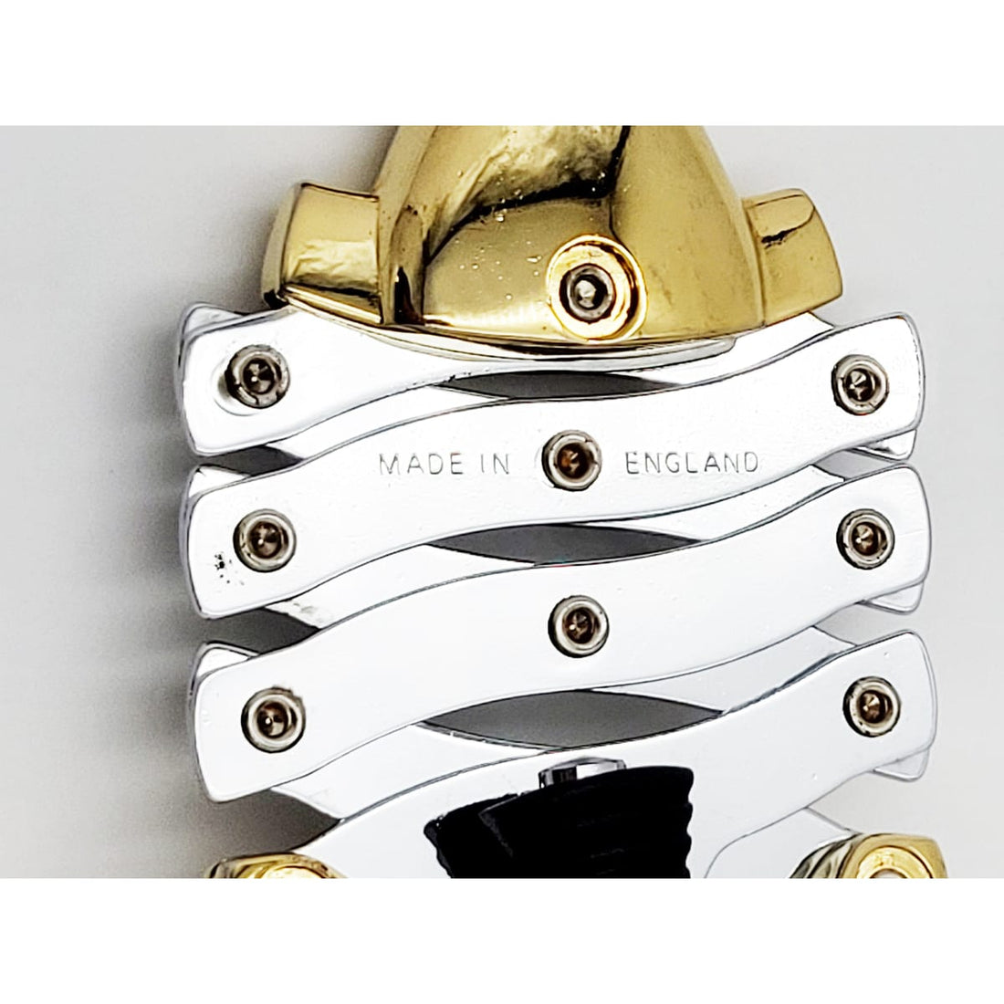 Bacchanal UK Corkscrew Original Bacchanal UK Chrome &amp; Brass Lazy Fish Corkscrew Opener Early 1990s