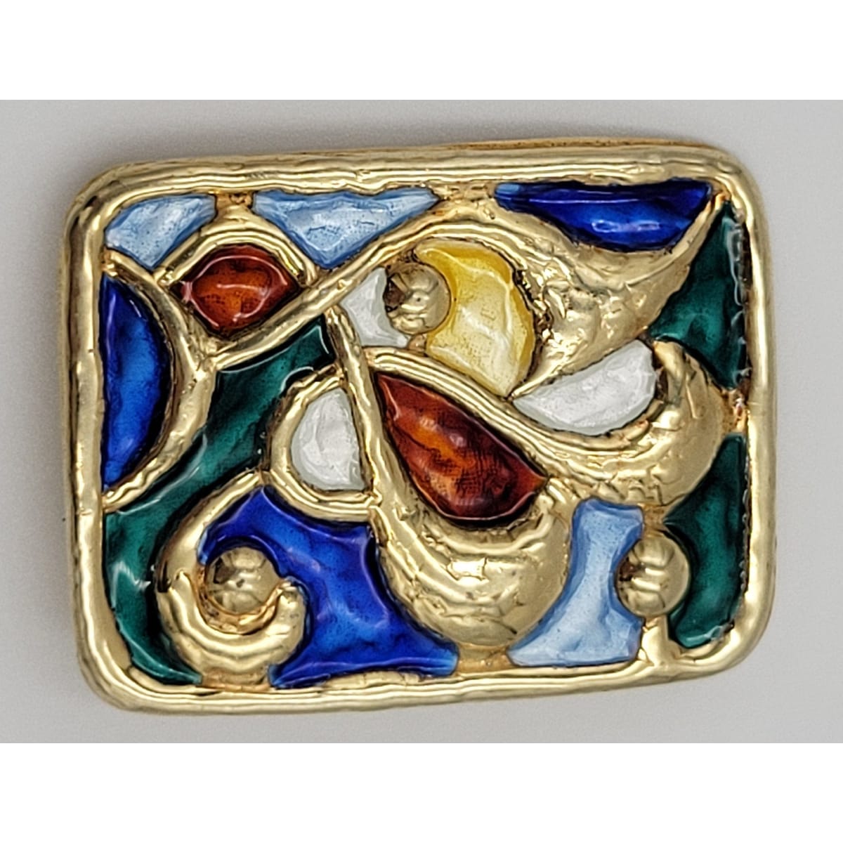 Balle Jewelry Designer Oystein Balle Norway Sterling Enamel Abstract Modernist Brooch 1950s