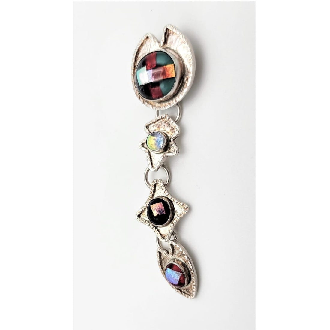 Barbara Sucherman Jewelry Designer Sucherman Sterling Abstract Modernist Long Articulating Links Brooch &