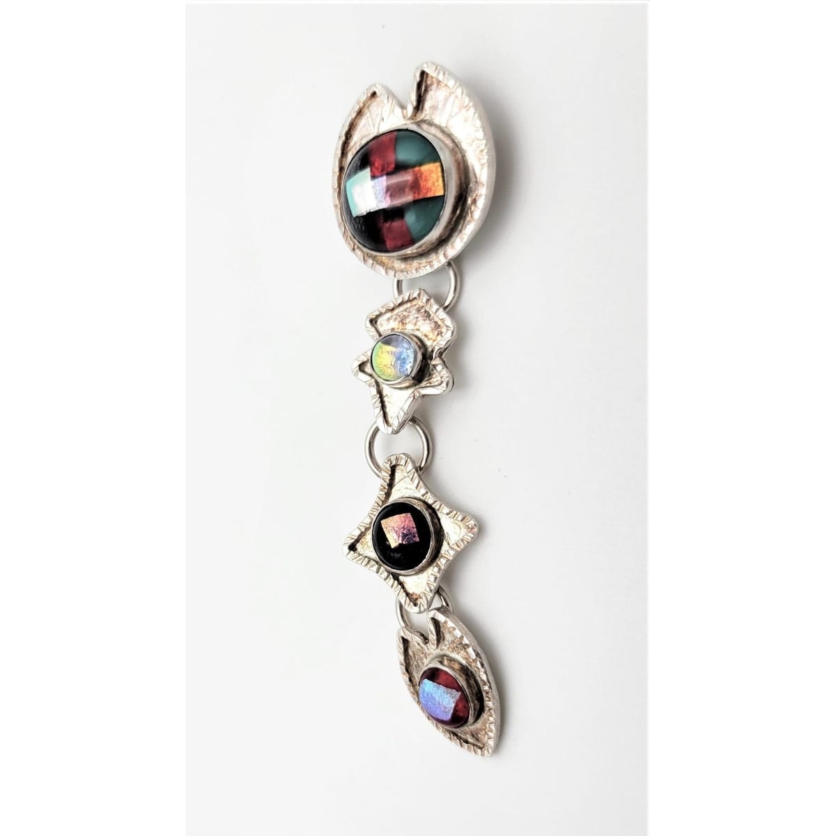 Barbara Sucherman Jewelry Designer Sucherman Sterling Abstract Modernist Long Articulating Links Brooch &