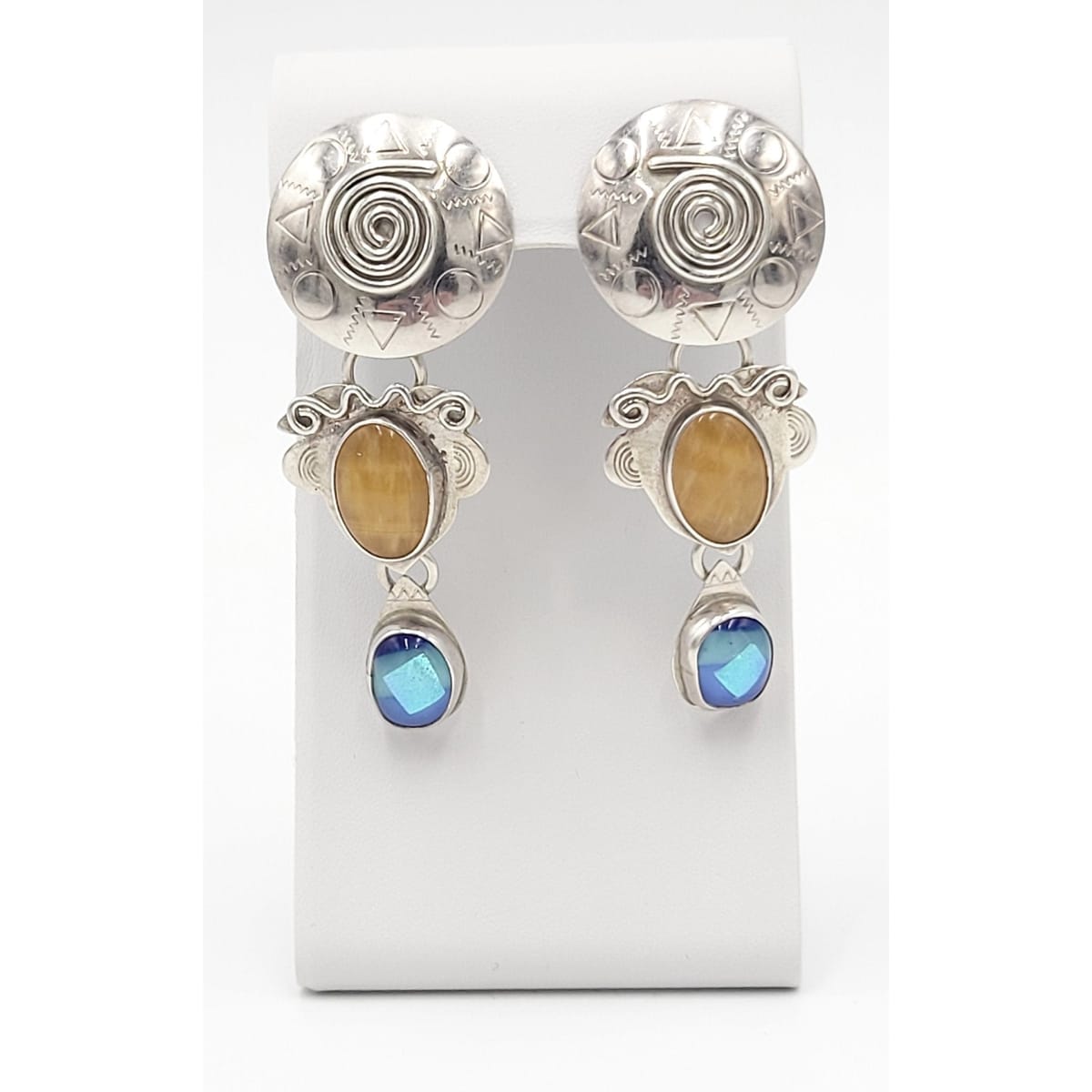 Barbara Sucherman Jewelry VTG Designer Barbara Sucherman Sterling Silver Modernist Chandelier Earrings