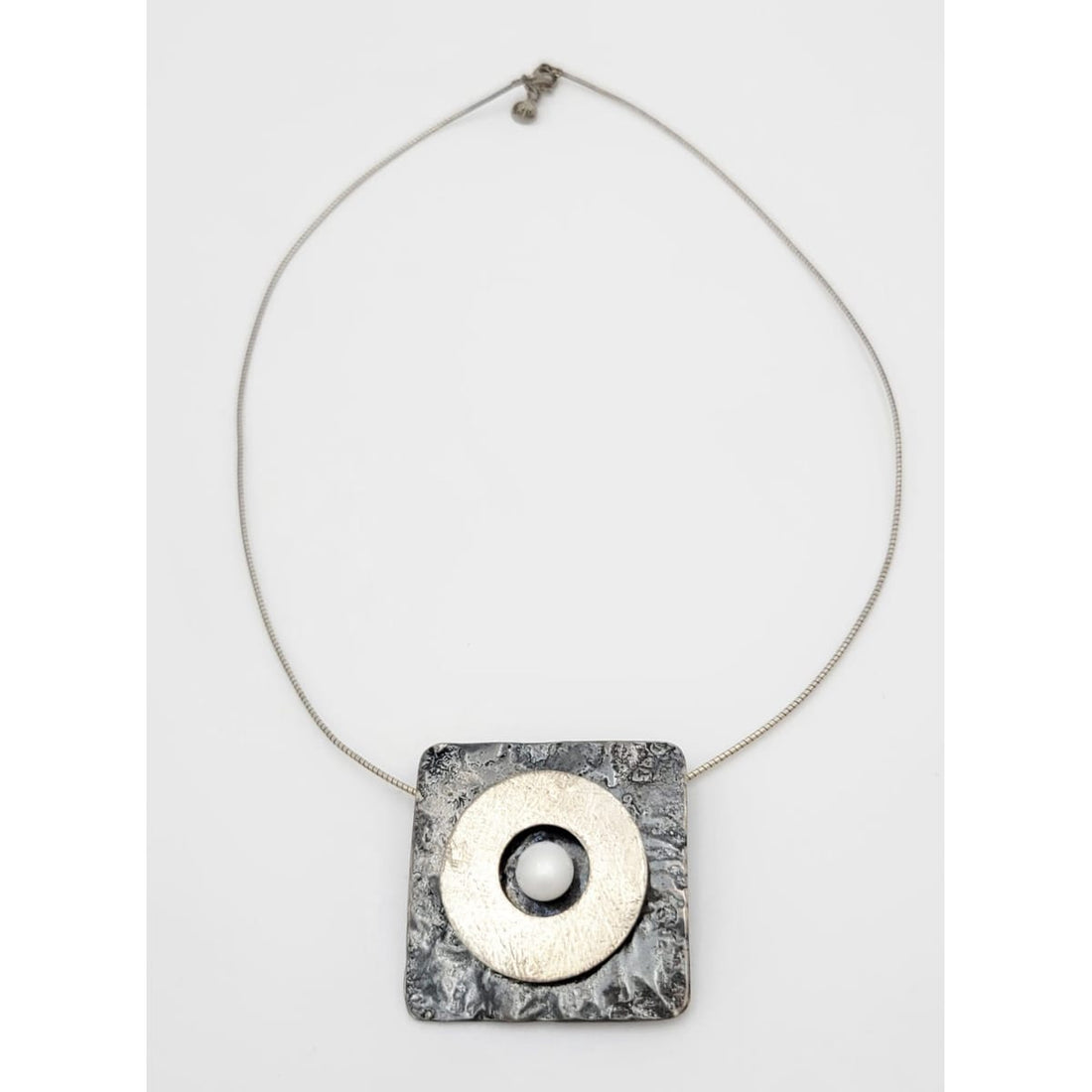 Beit Nir Jewelry Designer Beit Nir Modernist 3D Sterling &amp; Pearl Statement Pendant Necklace