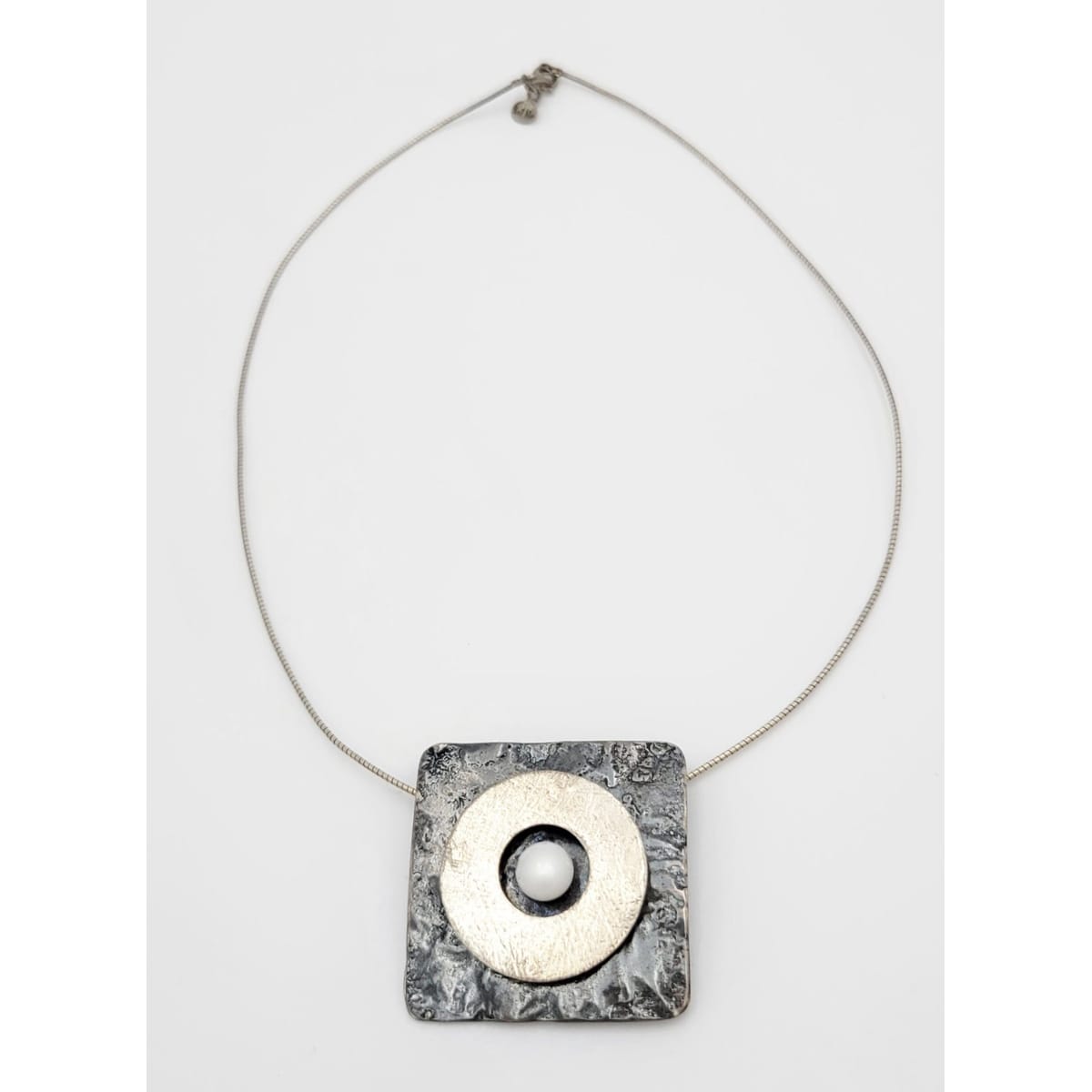 Beit Nir Jewelry Designer Beit Nir Modernist 3D Sterling &amp; Pearl Statement Pendant Necklace