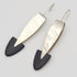 Bender Sterling Jewelry Designer Shellie Bender Modernist Sculptural Sterling & Onyx Dangle Earrings 1980&