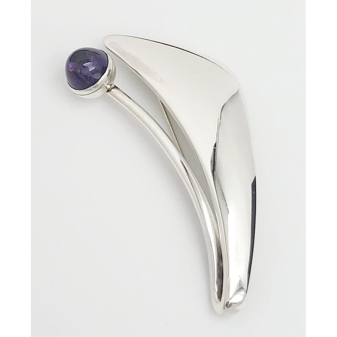Bent Knudsen Jewelry Denmark Bent Knudsen Sterling Amethyst XL Modernist Tulip Brooch 