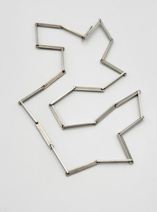 Bent Knudsen Jewelry Superb Danish Designer Bent Knudsen 925S Modernist Bar Link XL Necklace #355