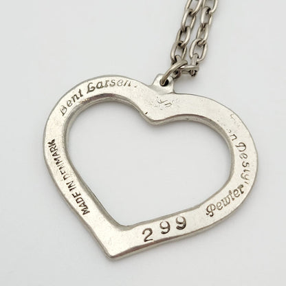 Bent Larsen Jewelry Bent Larsen Designs Denmark Pewter Heart Pendant Necklace 