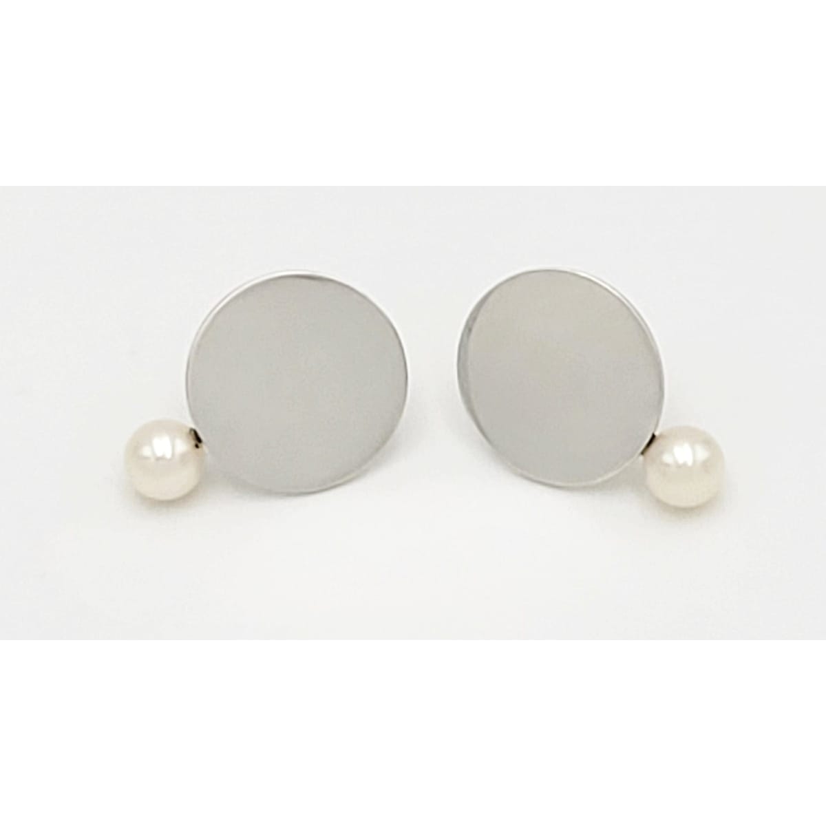 Betty Cooke Jewelry Iconic Betty Cooke Sterling Silver &amp; Pearl Modernist Disc Earrings Circa 1960s RARE
