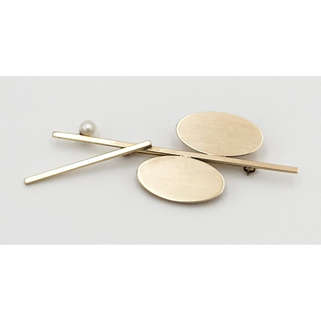 Betty Cooke Jewelry RARE 14k Gold &amp; Pearl LARGE Betty Cooke Modernist Brooch Circa 1960s SUPERB!