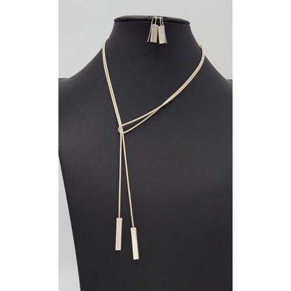 Bill Schiffer Jewelry RARE Bill Schiffer Modernist Sterling Lariat Necklace Earring Set Signed 1980s