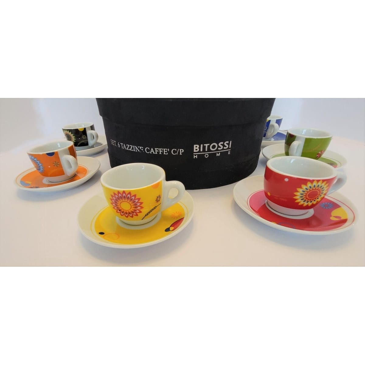 Bitossi Serveware Bitossi Italy Tazzine Caffe Coffee Expresso Abstract Modernist 6 Cup Saucer Set w/Box