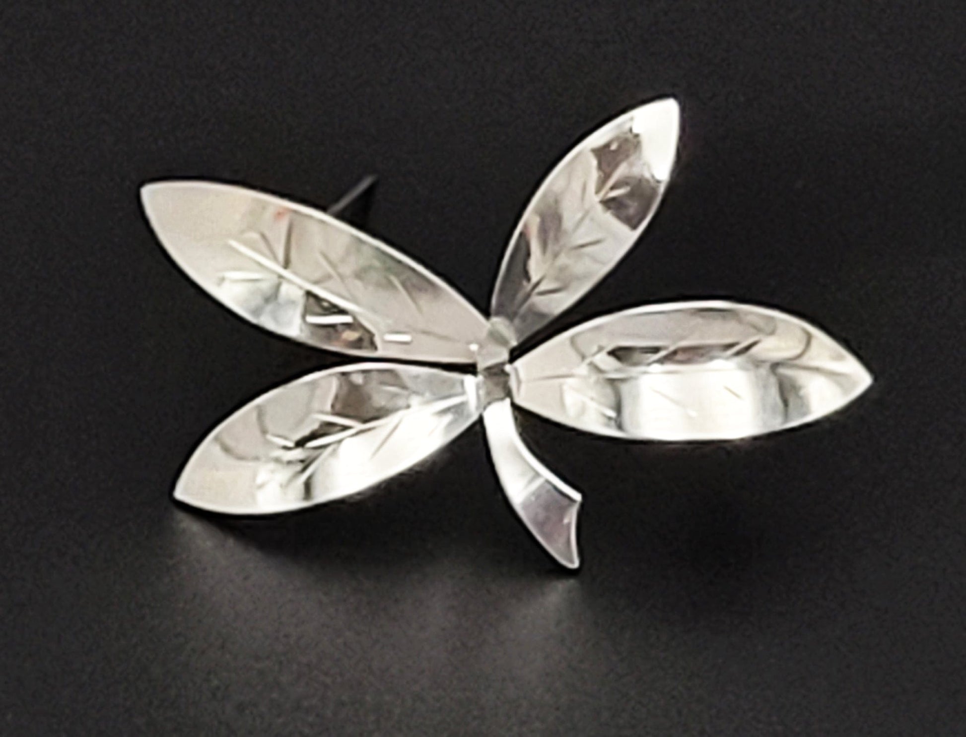 Bjerring Jewelry Rare Danish Designer Brødene Bjerring Brdr. Bj Sterling Large Leaf Brooch 1960s